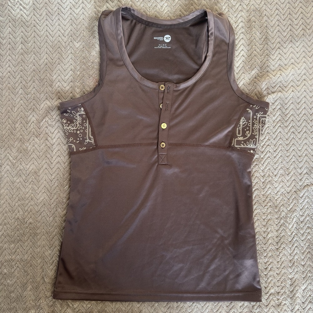 Rossignol Ski Lightweight Tank Top‎ Brown Base Layer Summer Golf Size Medium